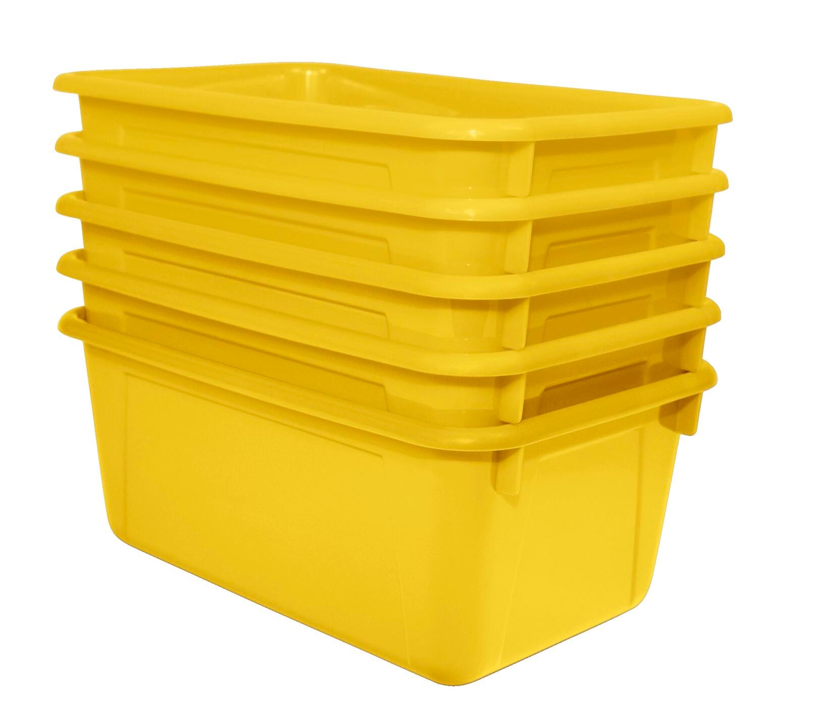 School Smart Storage Bin, 7-7/8 x 12-1/4 x 5-3/8 Inches, Yellow, Pack of 5 1594737
